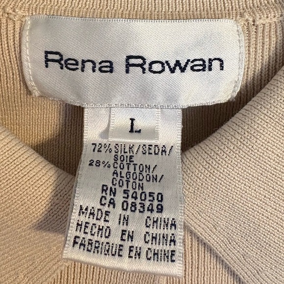 Vintage Y2K Rena Rowan Striped silk blend  Cardigan Neutral Colorblock L - Picture 3 of 3